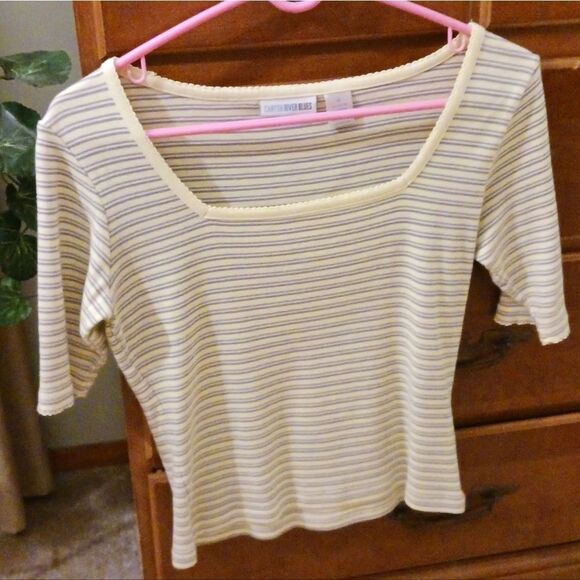 Woman's YellowโStripped Top by Canyon River Blues - Medium - Picture 5 of 8